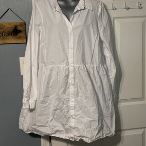 ASOS White Button-Up Babydoll Shirt Dress